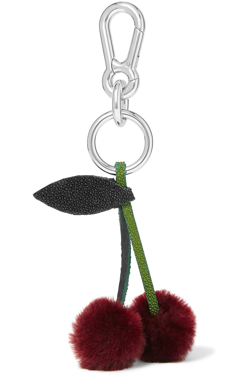 AUTUMN CPH Pompom-embellished shearling and stingray keychain