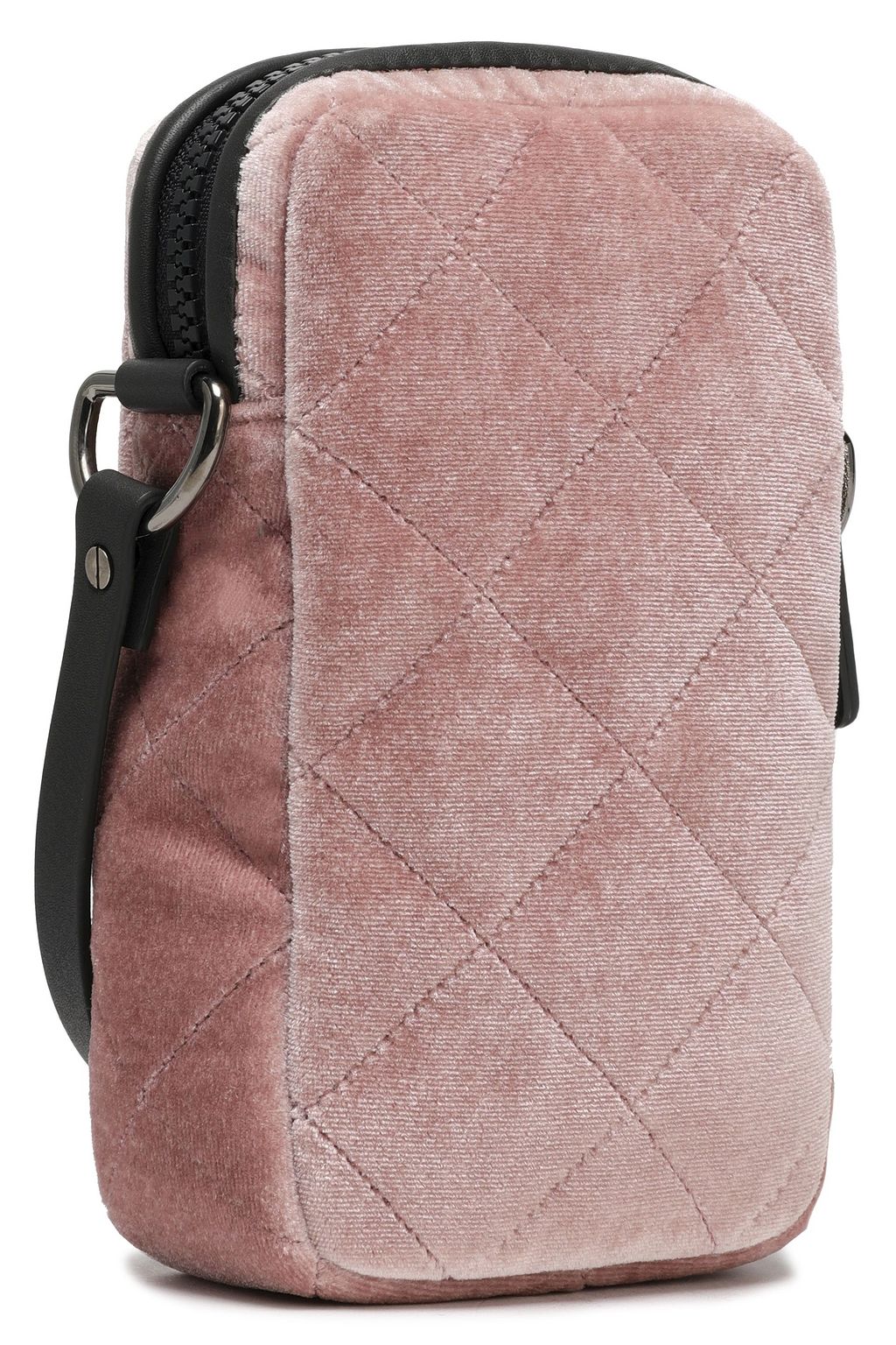 BRUNELLO CUCINELLI Leather-trimmed quilted velvet phone case