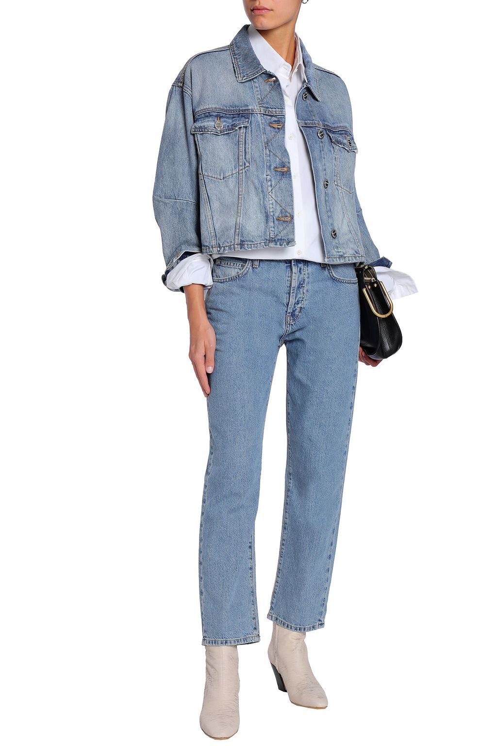 CURRENT/ELLIOTT Collin cropped faded denim jacket