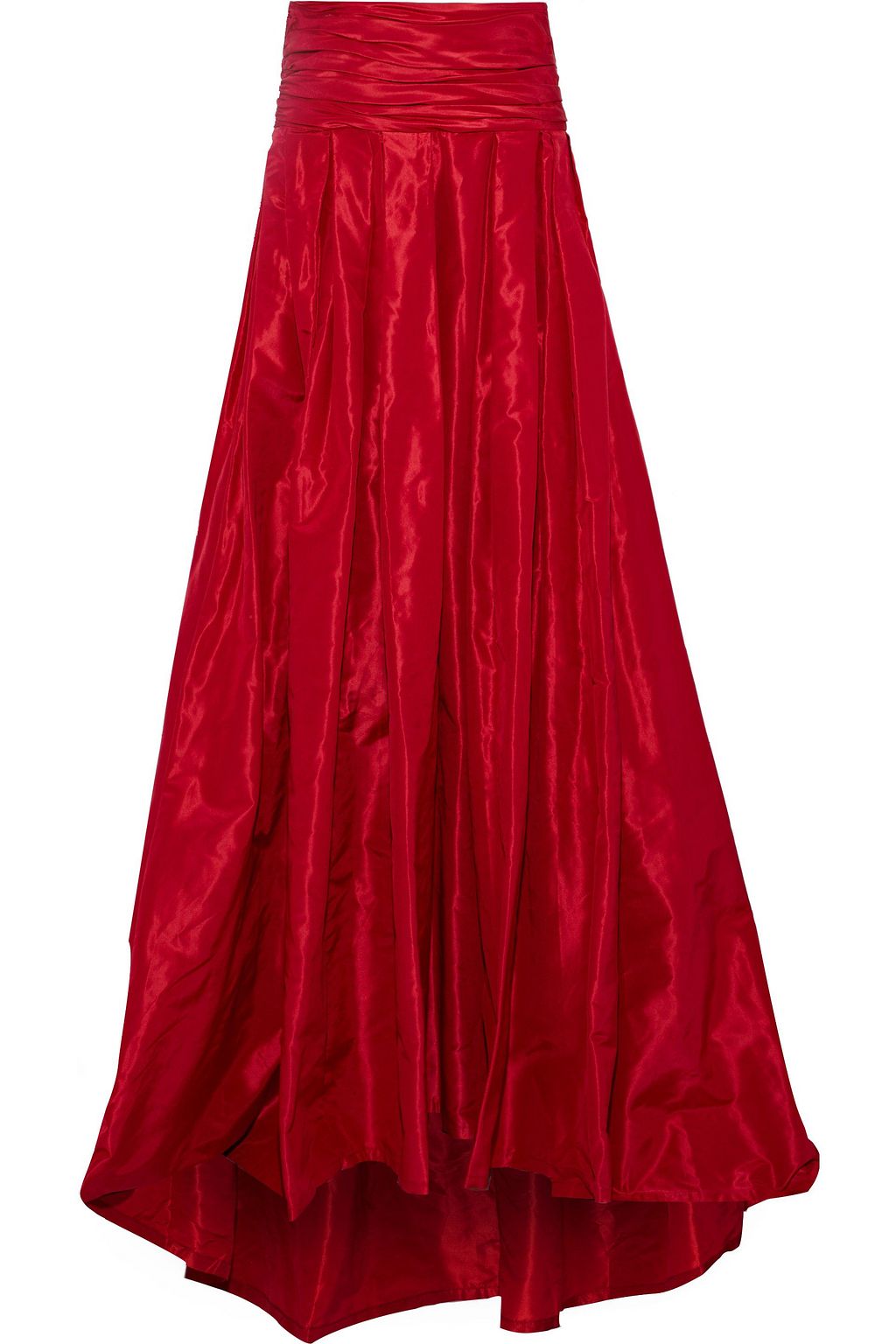 red silk maxi skirt