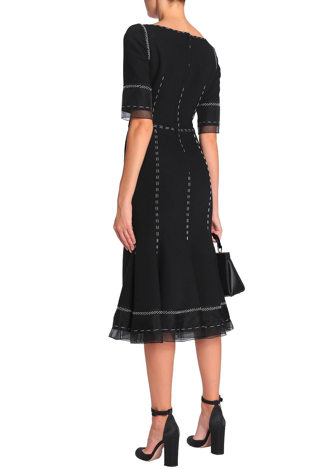 DOLCE&GABBANA Organza-paneled wool-blend midi dress