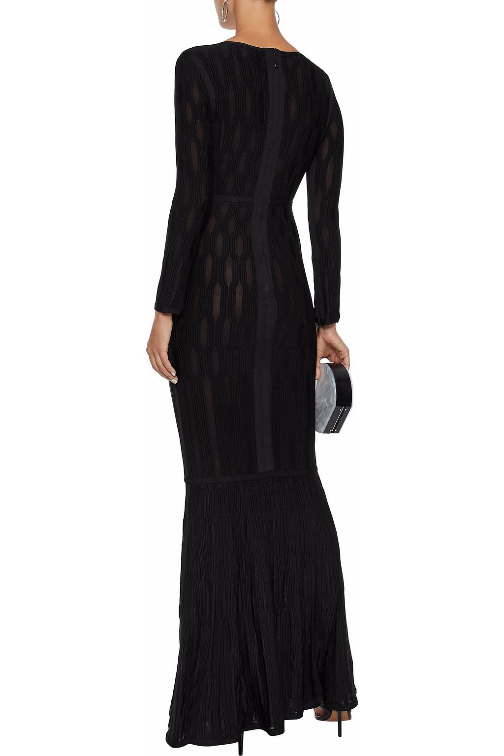 HERVÉ LÉGER Fluted ribbed-knit gown