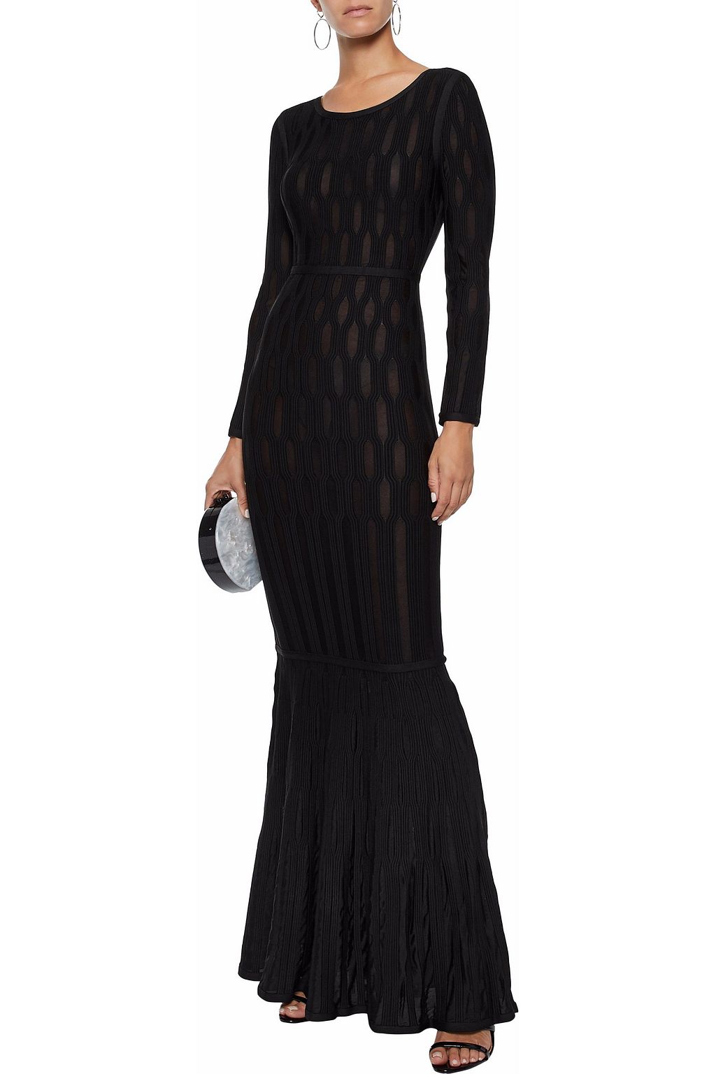 HERVÉ LÉGER Fluted ribbed-knit gown