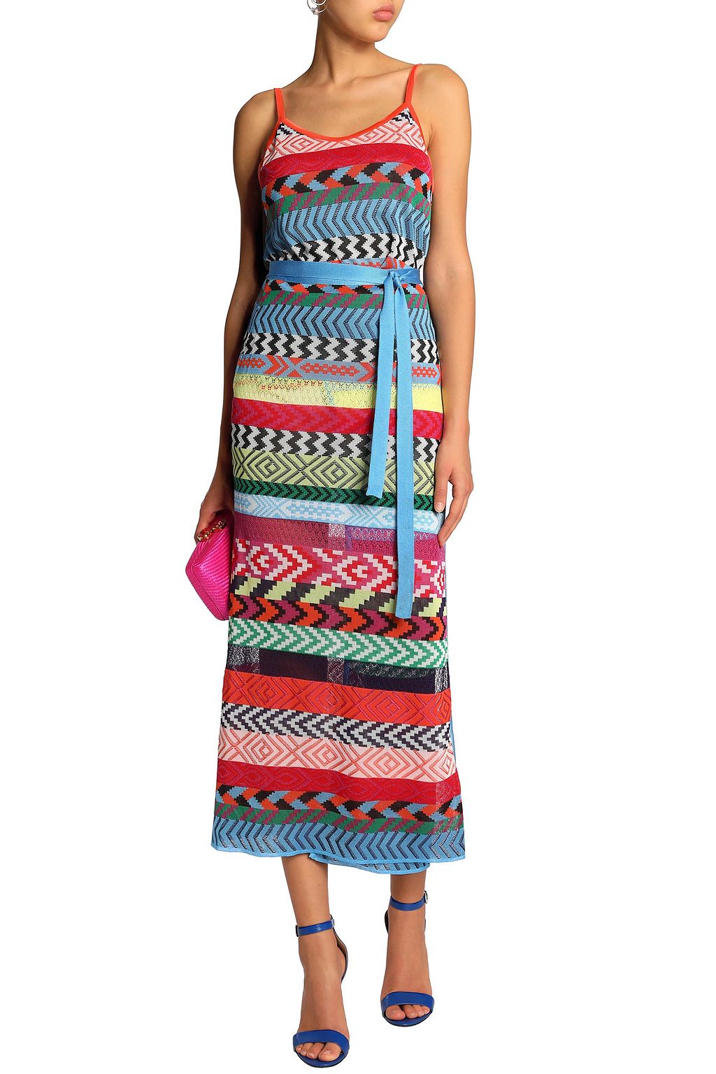 MARY KATRANTZOU Evaris striped jacquard-knit maxi wrap skirt