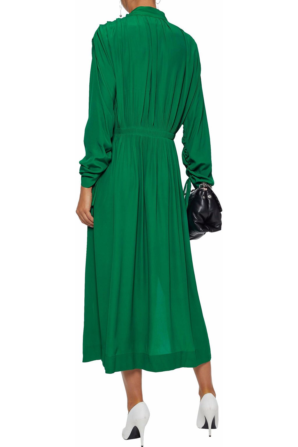 CEDRIC CHARLIER Gathered crepe de chine midi dress