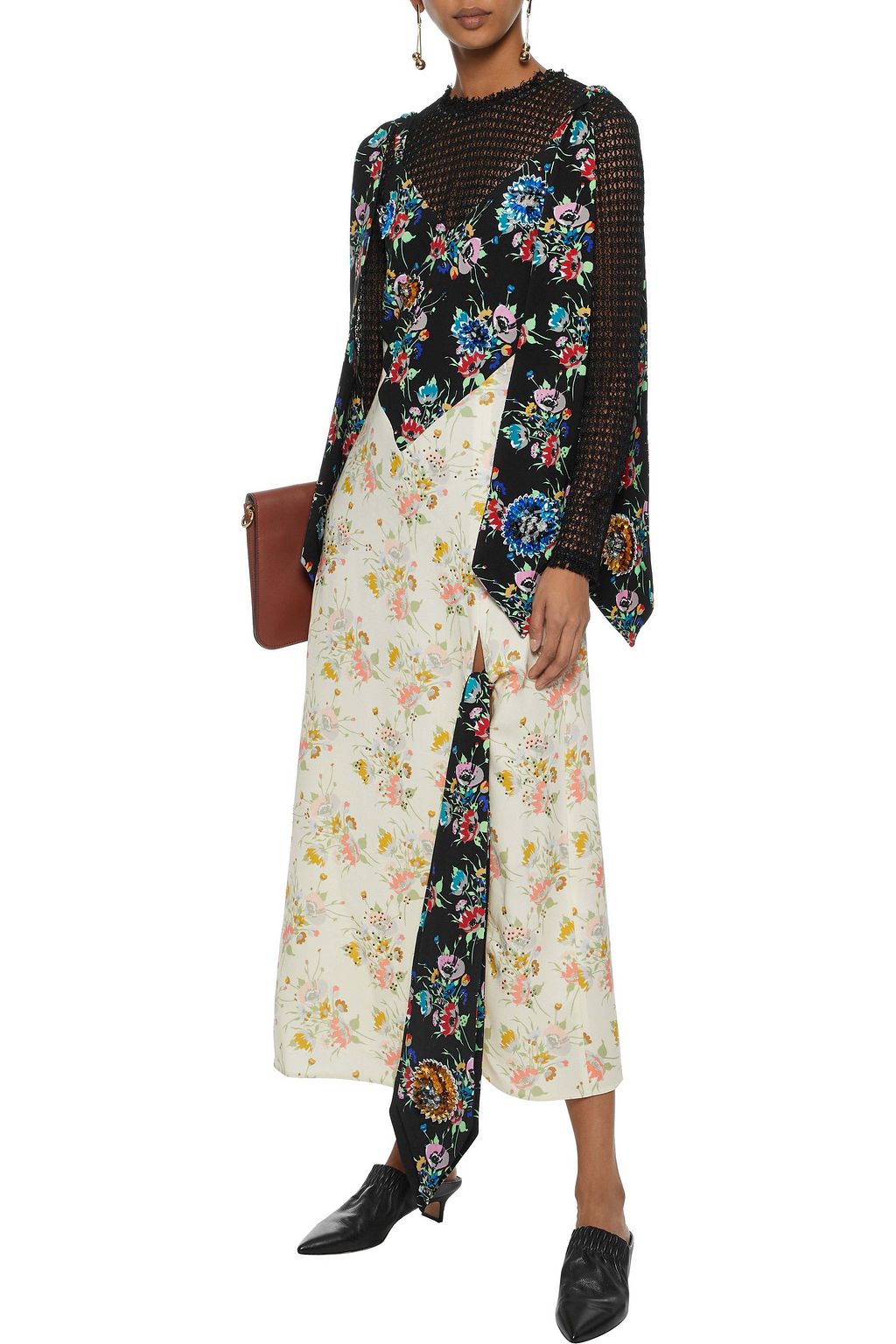 CHRISTOPHER KANE Embellished floral-print crepe maxi dress