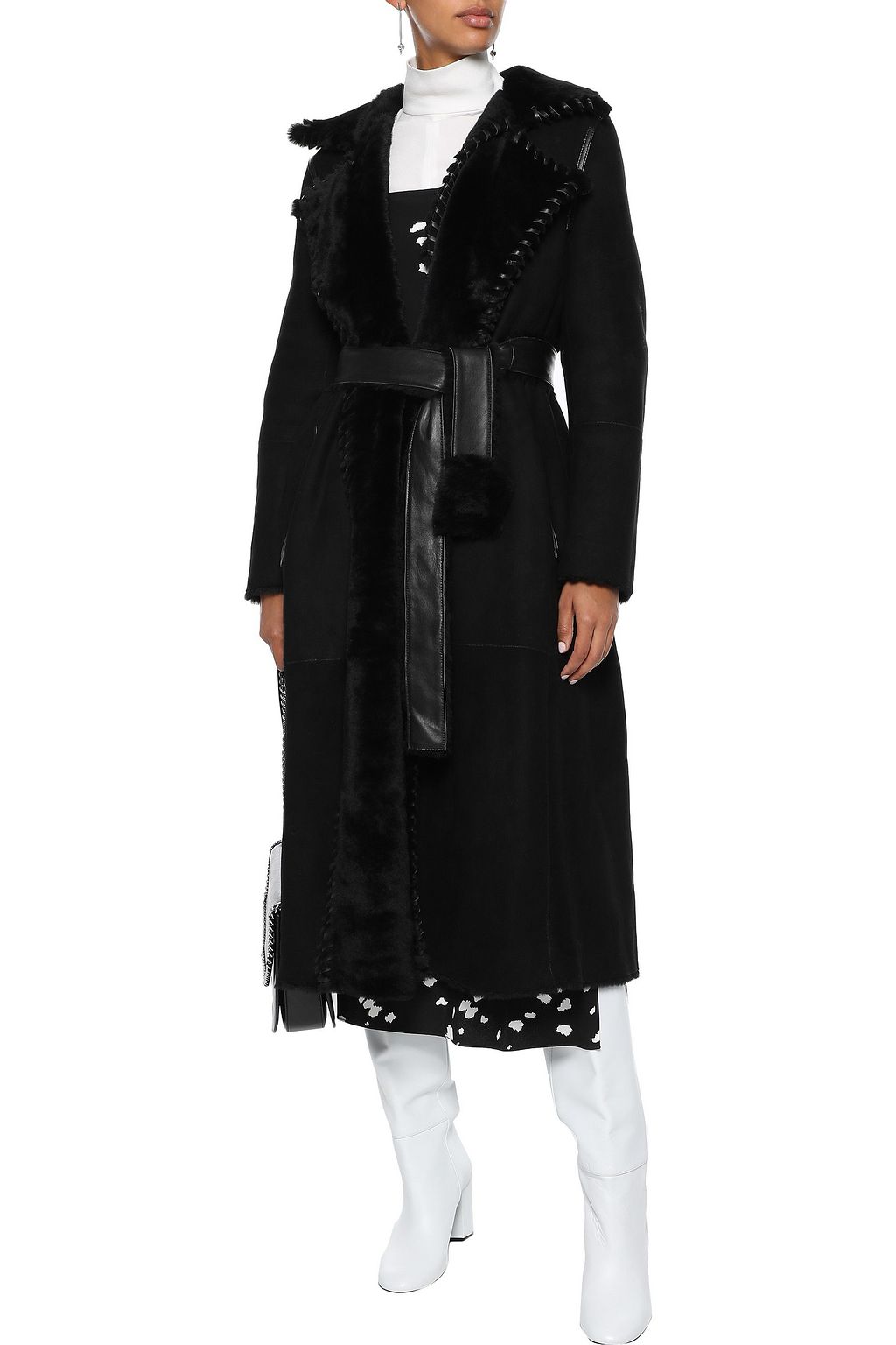 YVES SALOMON Reversible leather-trimmed shearling coat