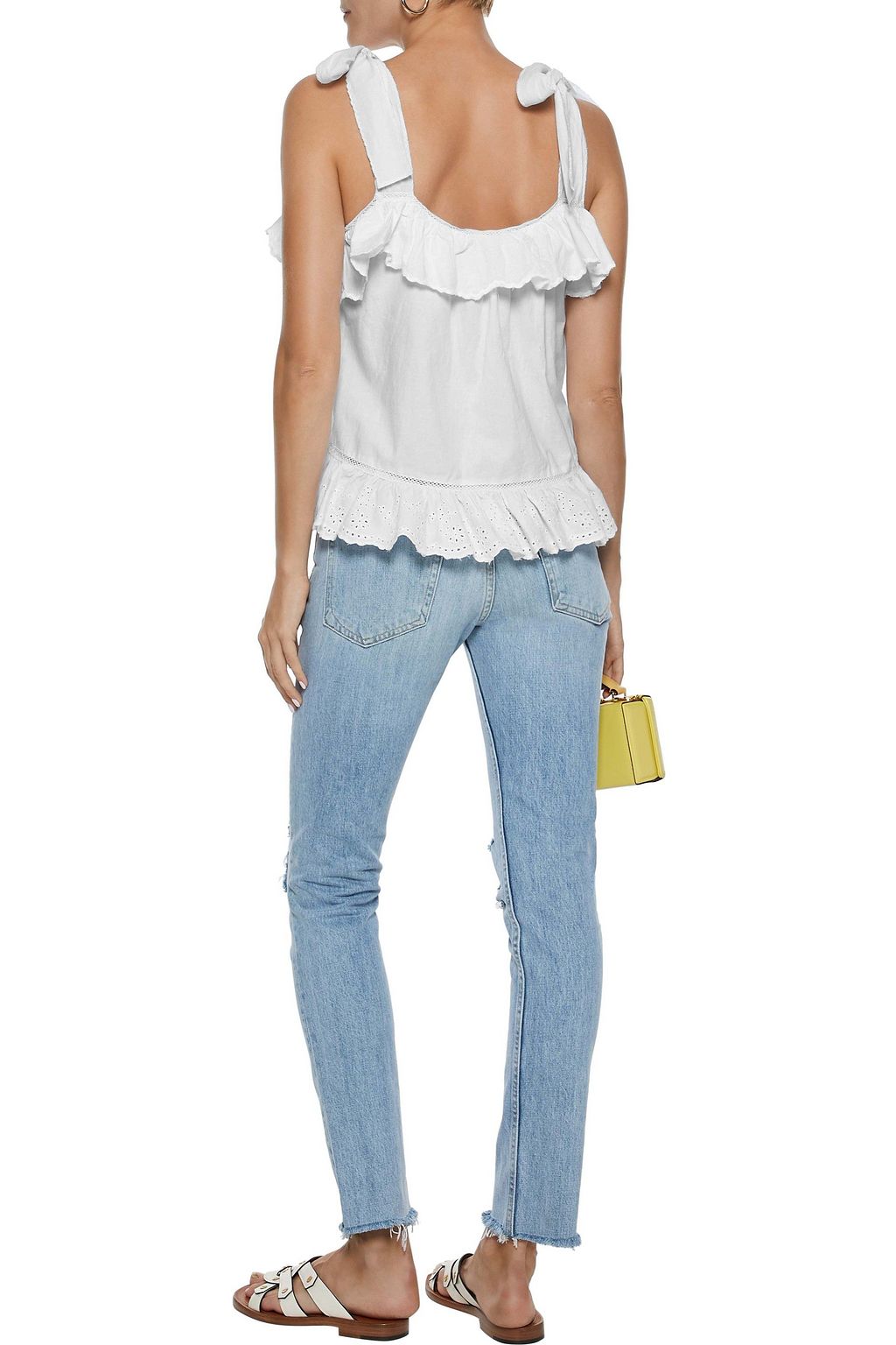 LOVE SAM Rosa Exelit ruffled broderie anglaise cotton top