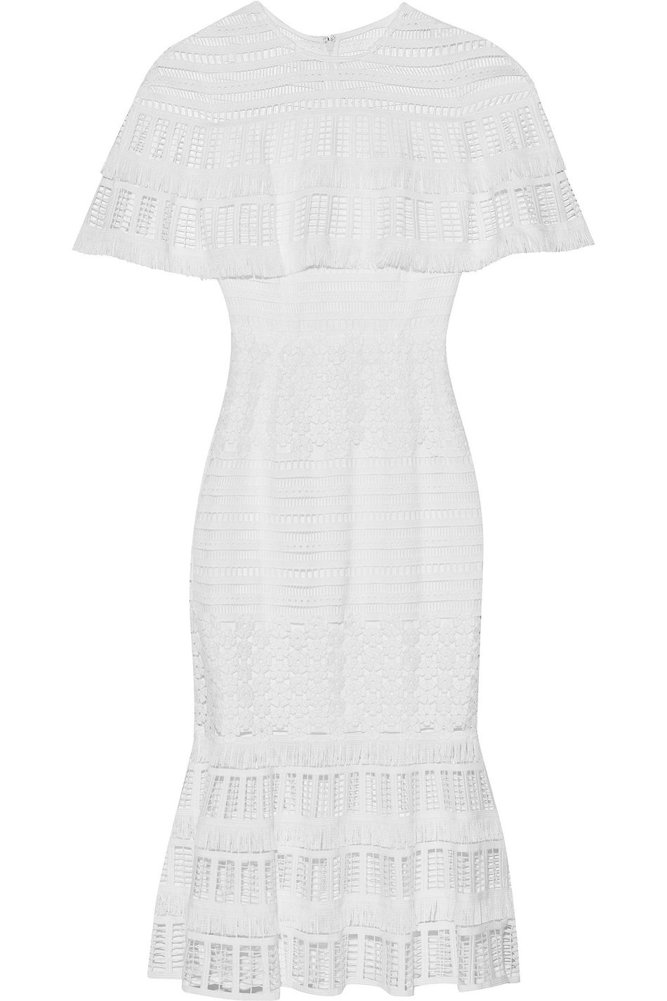 white cape midi dress