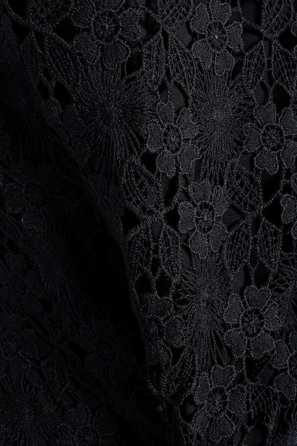 MIKAEL AGHAL Feather-trimmed guipure lace mini dress