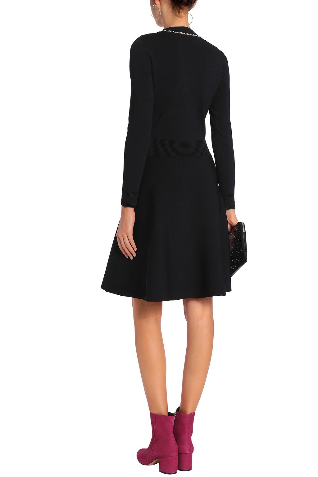 SANDRO Bead-embellished stretch-knit dress