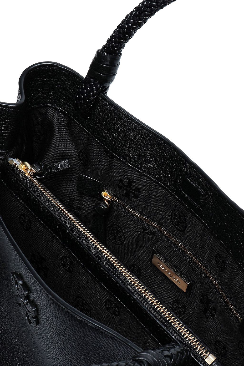 TORY BURCH Taylor tasseled textured-leather tote