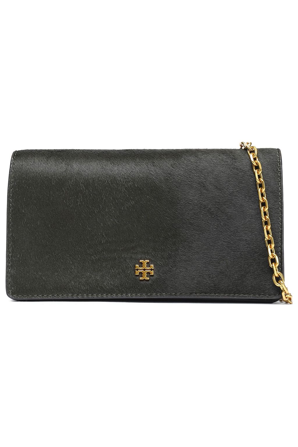 TORY BURCH Suede and calf hair shoulder bag