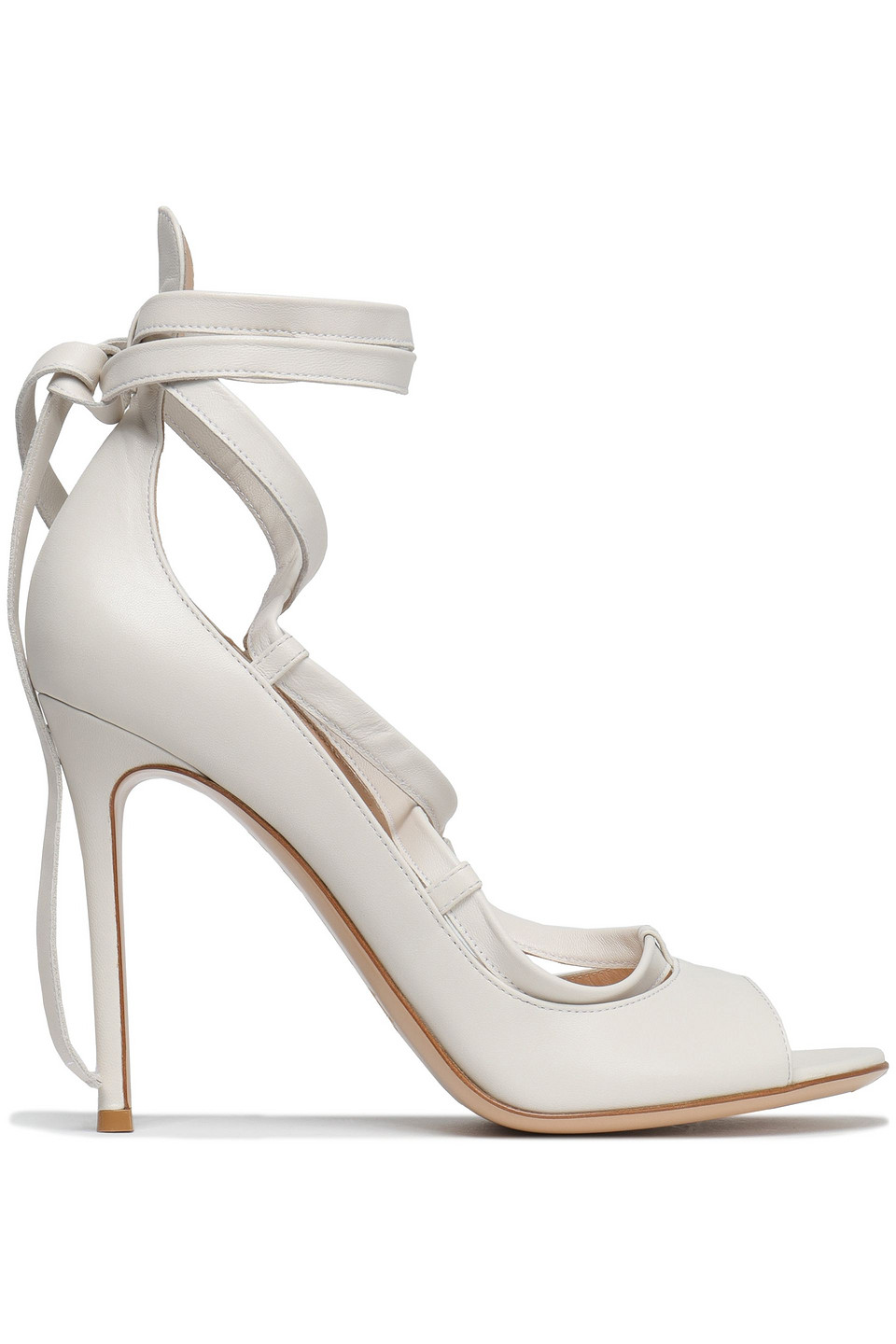 Gianvito Rossi Woman Lace-up Leather Sandals Off-white Size 39