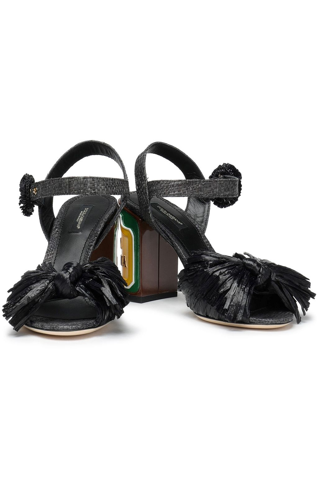 DOLCE&GABBANA Keira bow-embellished woven straw and raffia sandals