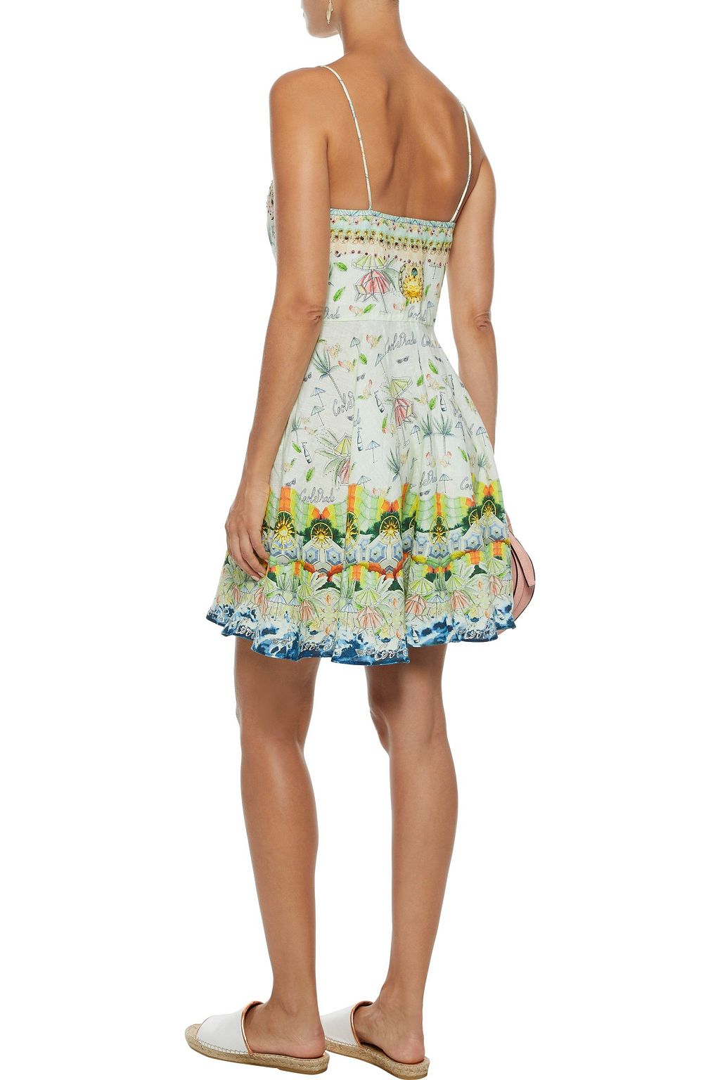 CAMILLA Slice Of Paradise embellished printed silk mini dress