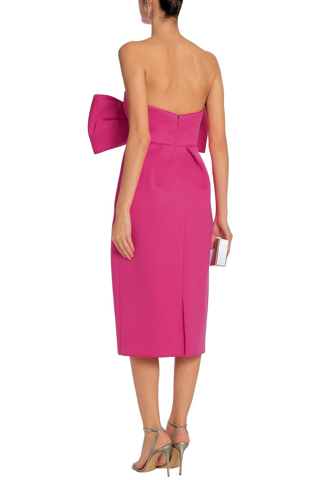 DELPOZO Strapless bow-embellished neoprene dress