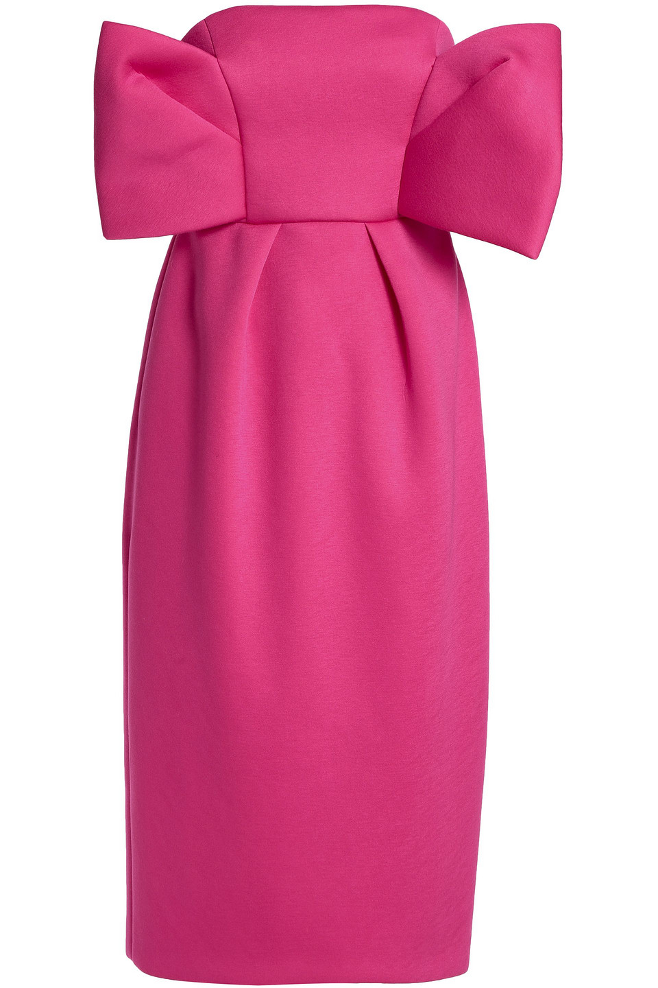 Strapless bow-embellished neoprene dress