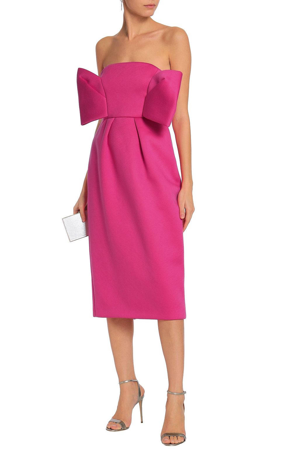 DELPOZO Strapless bow-embellished neoprene dress