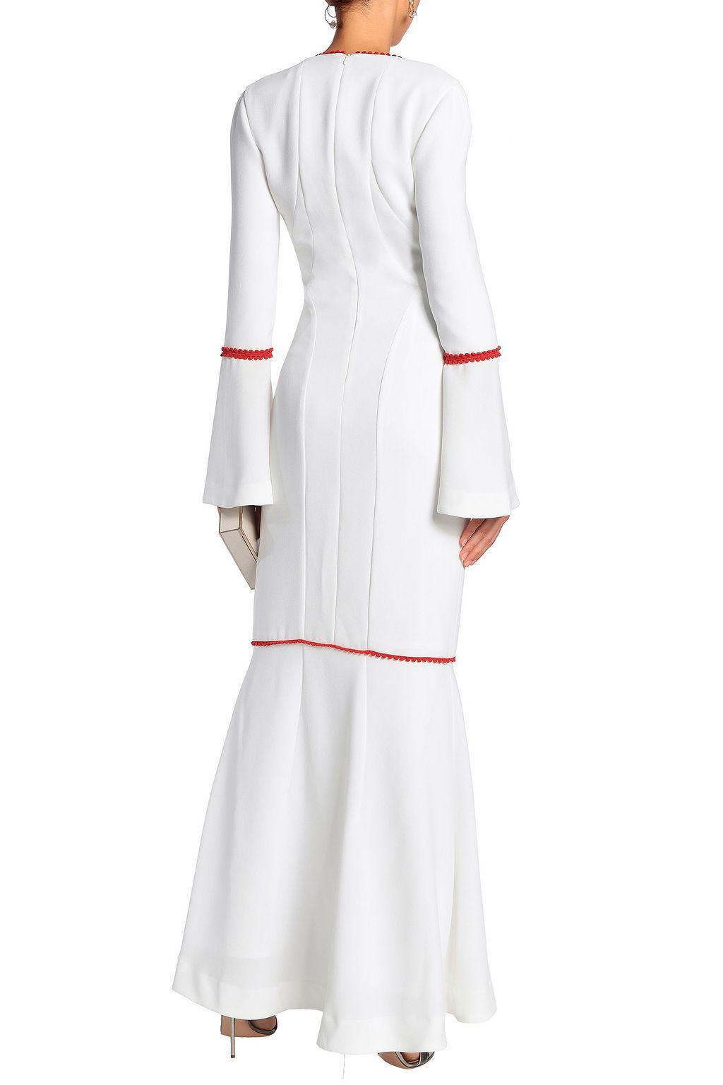 GALVAN  LONDON Chan Chan picot-trimmed crepe maxi dress