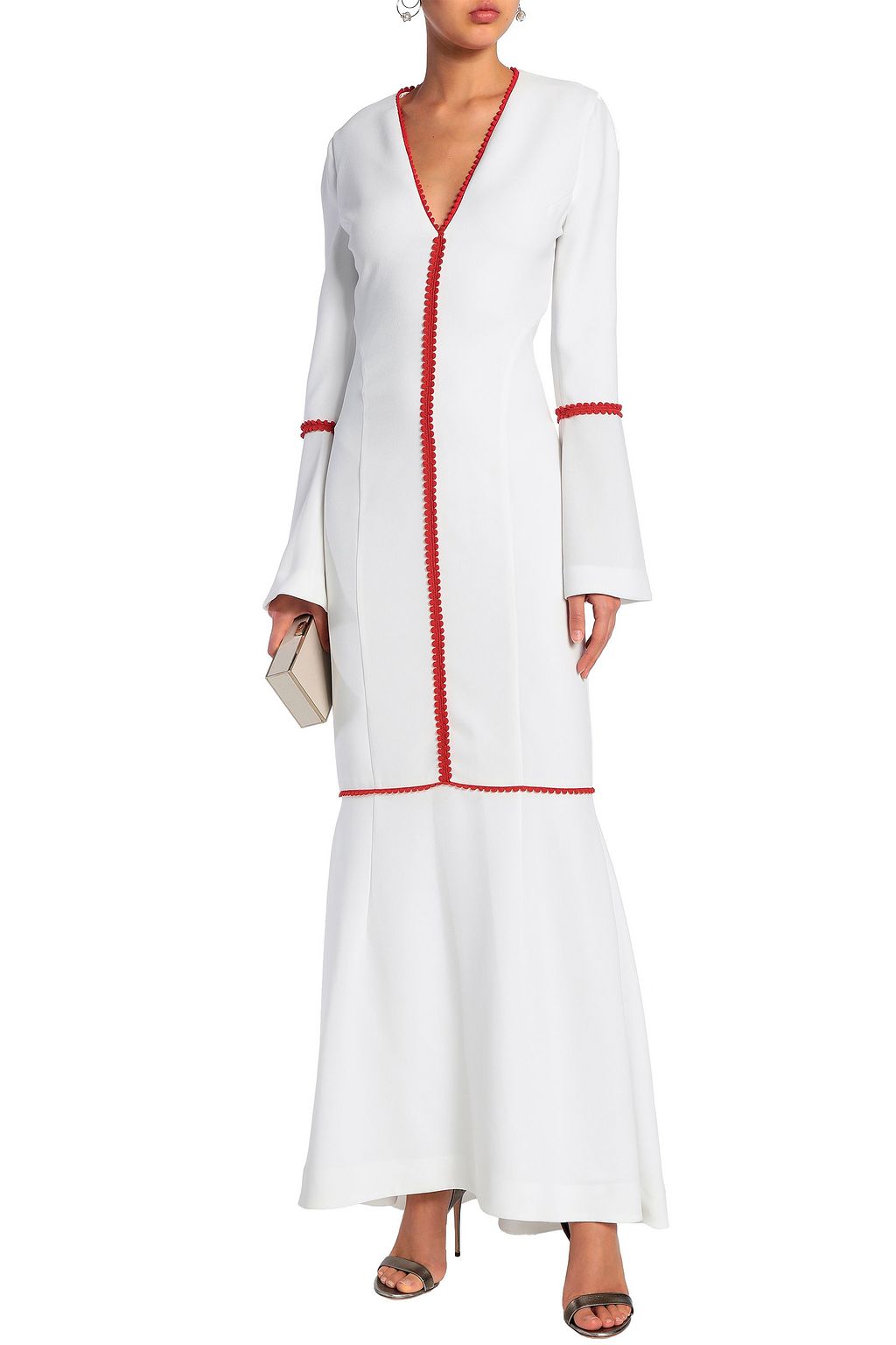 GALVAN  LONDON Chan Chan picot-trimmed crepe maxi dress