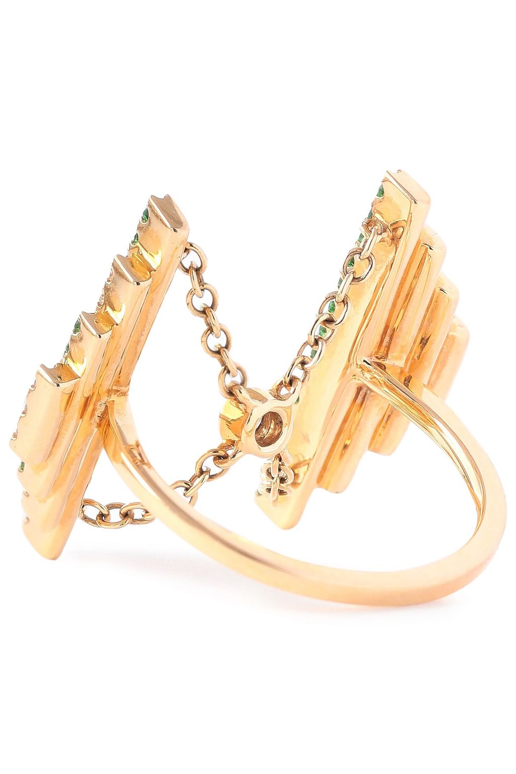 KHAI KHAI 18-karat gold diamond and tsavorite ring