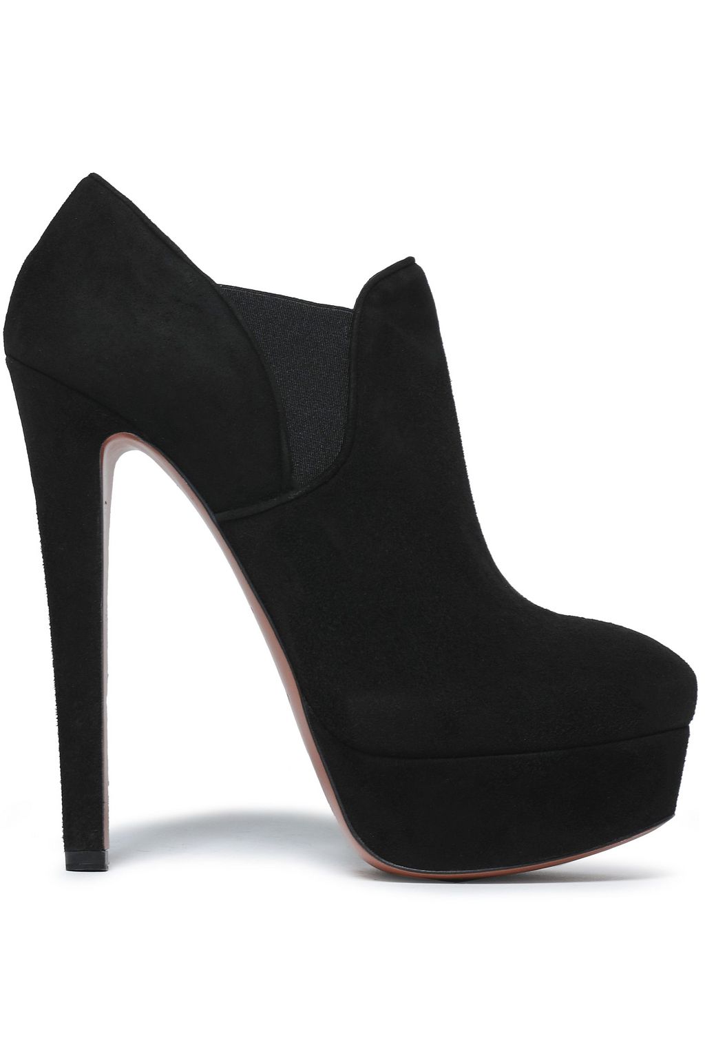 black suede platform pumps