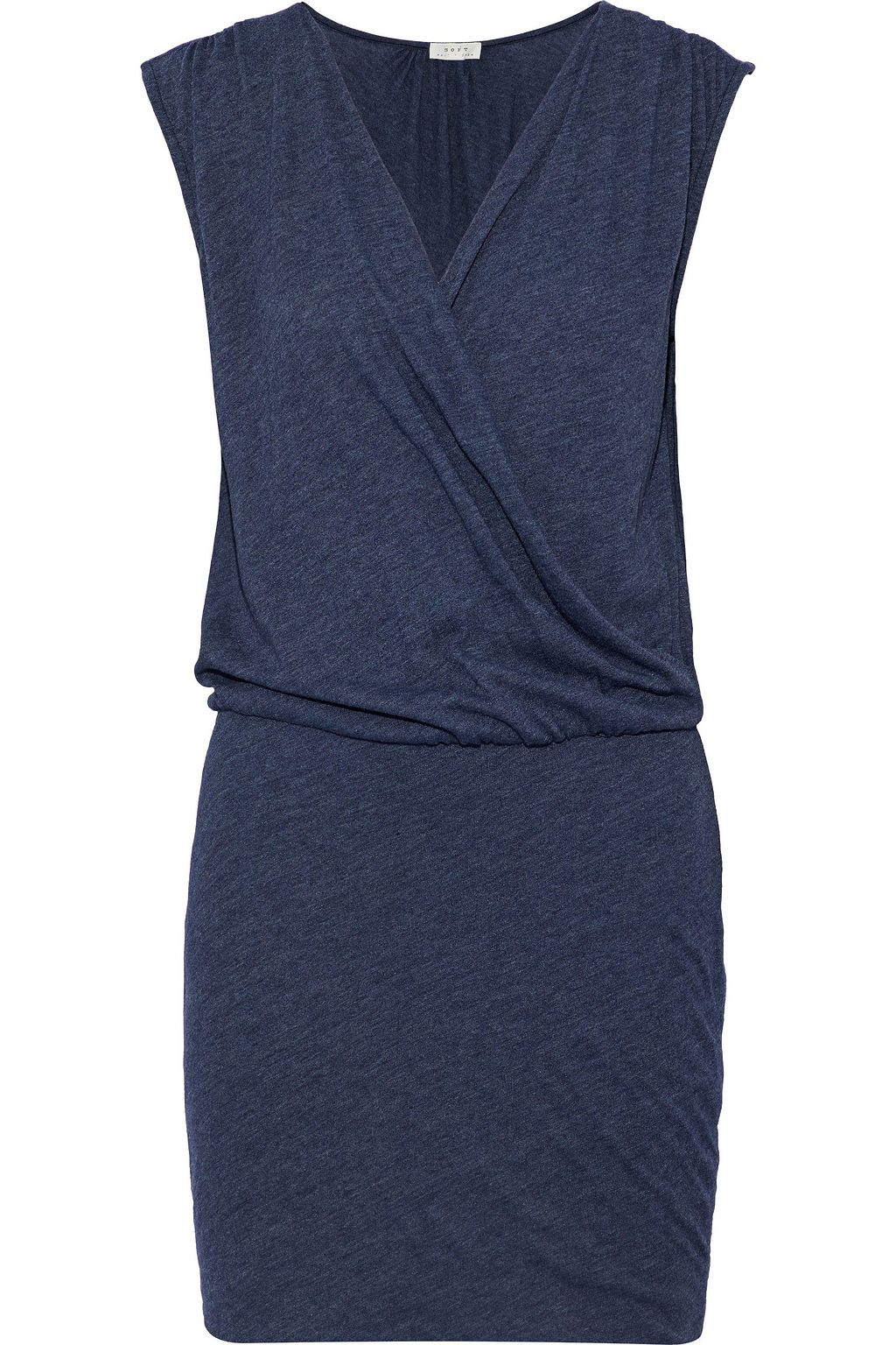 navy plisse wrap front mini dress