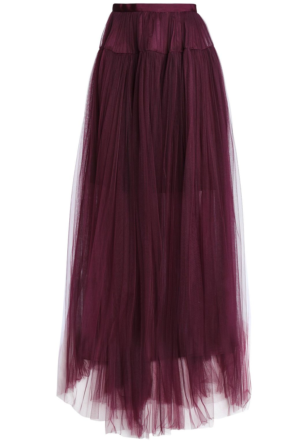 burgundy tulle maxi skirt