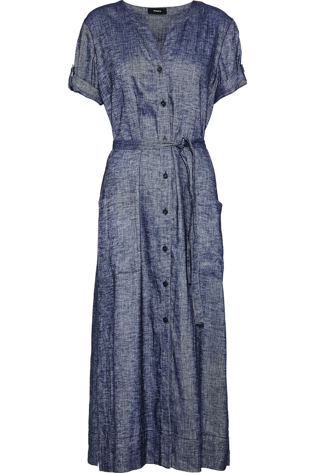 chambray midi shirt dress