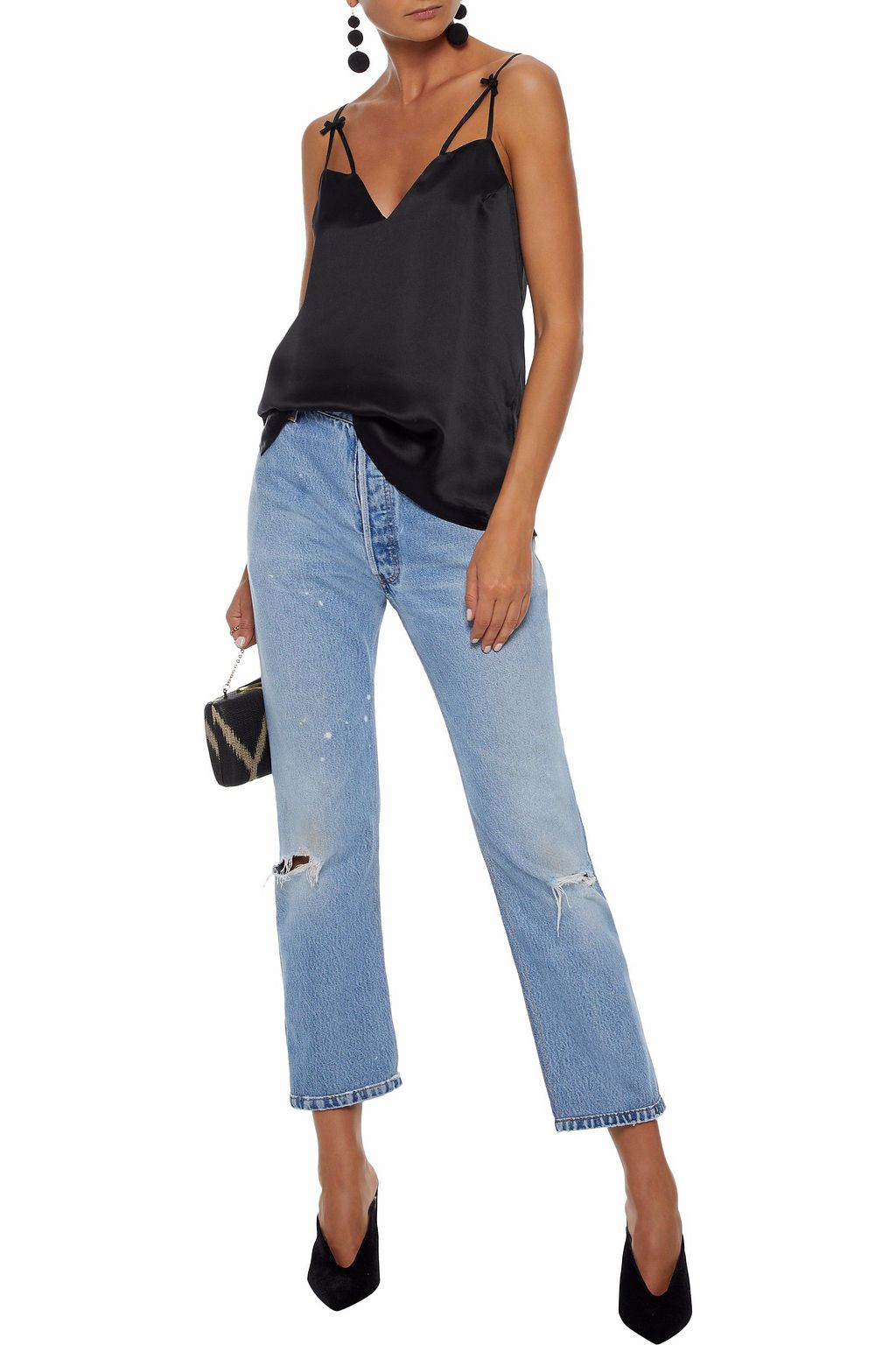 CAMI NYC The Lucy bow-embellished silk-charmeuse camisole