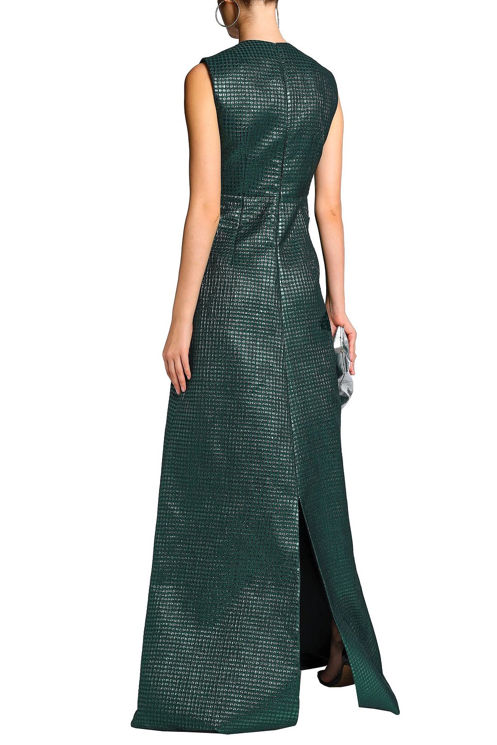 DELPOZO Embellished knotted metallic jacquard gown