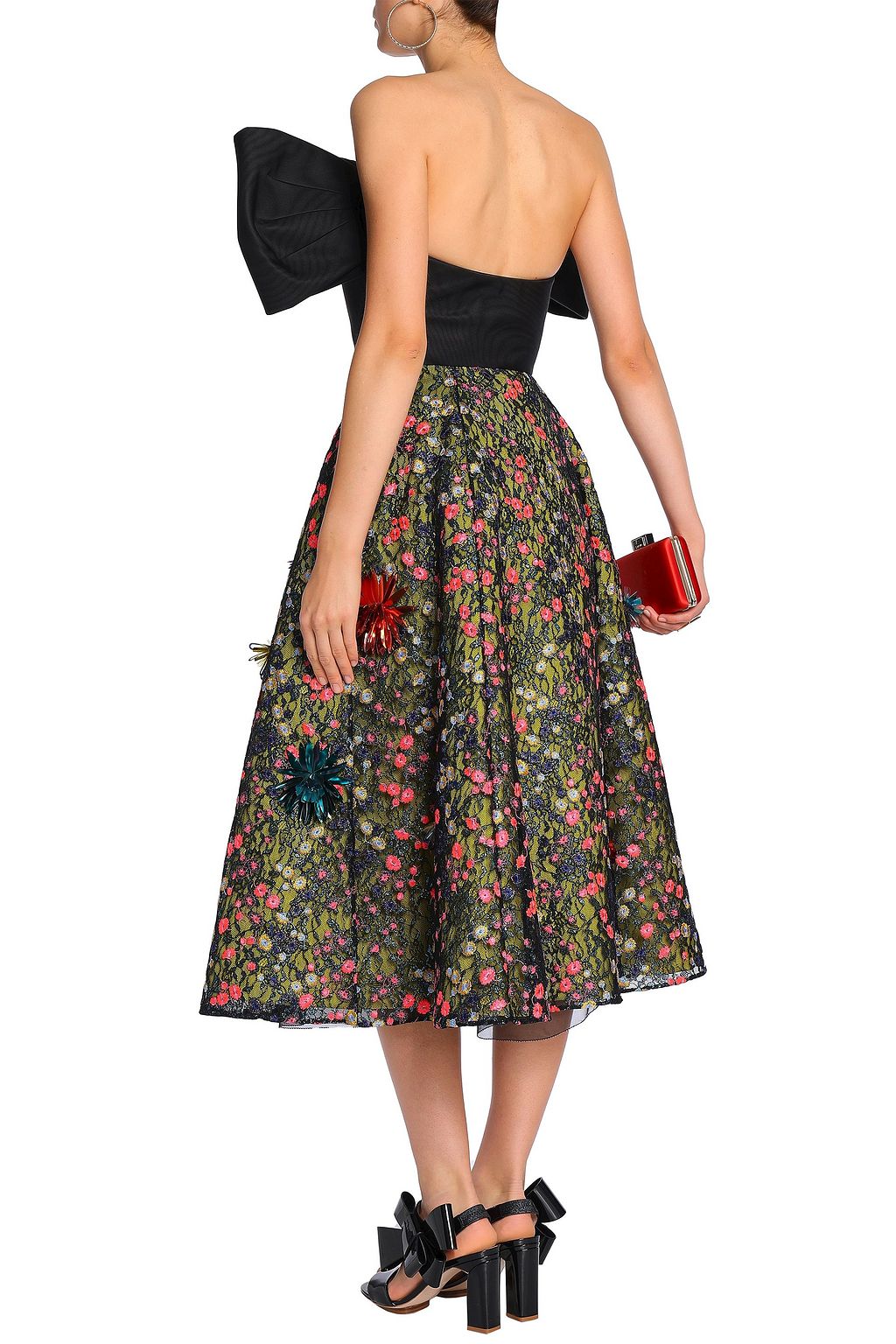 DELPOZO Strapless embellished lace midi dress