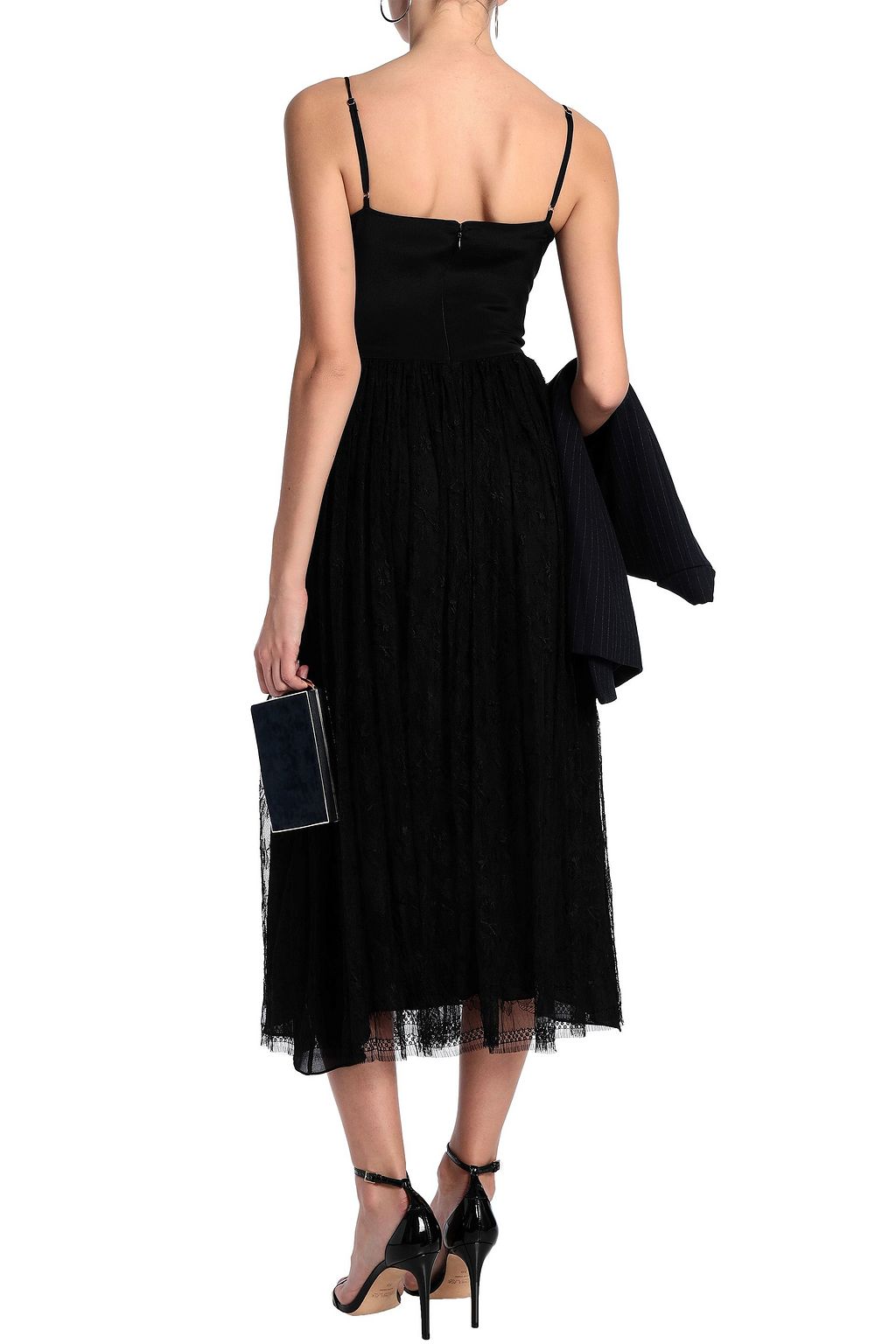 ADAM LIPPES Paneled silk-lace midi dress