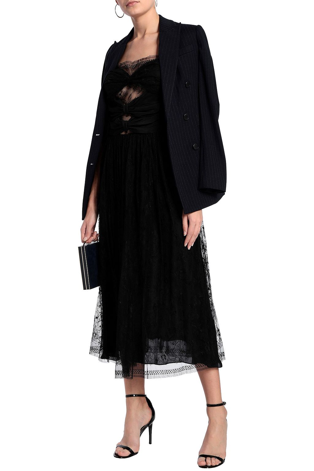 ADAM LIPPES Paneled silk-lace midi dress