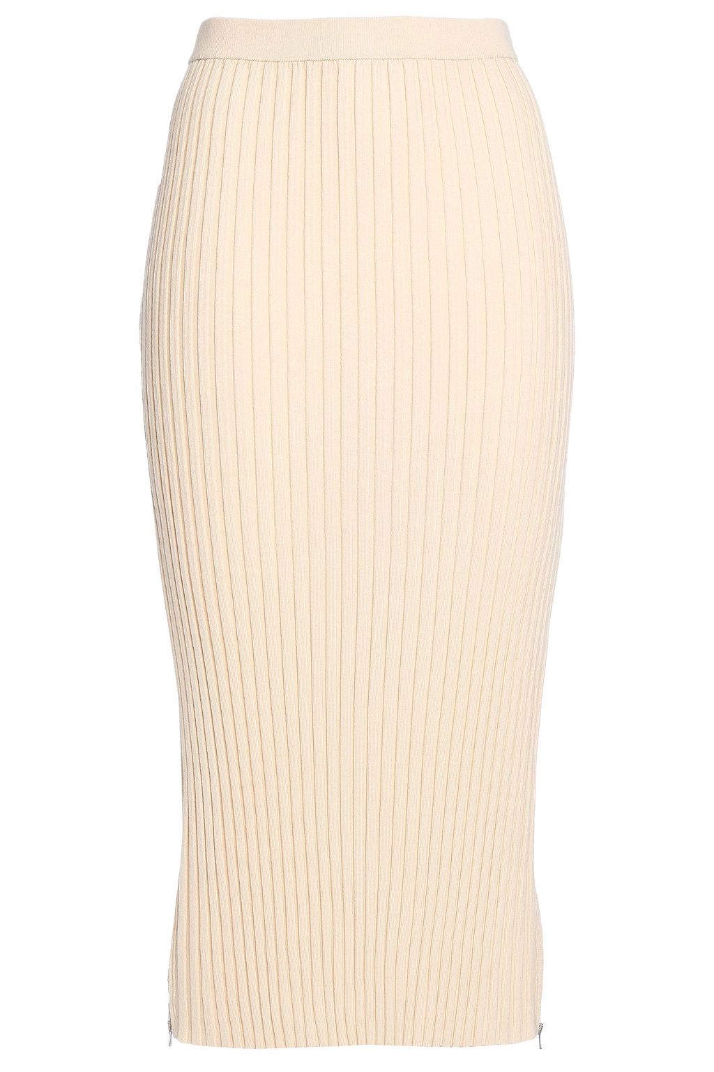 cream ribbed midi skirt