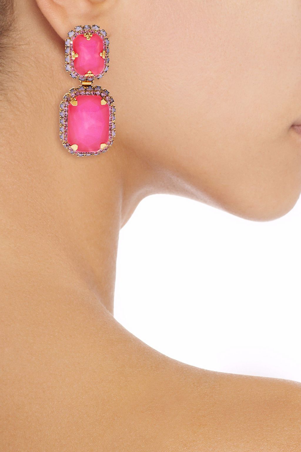 ELIZABETH COLE 24-karat gold-plated crystal earrings
