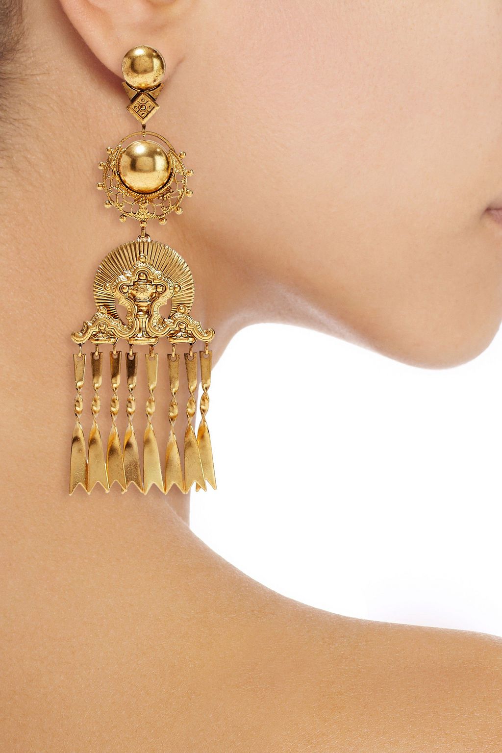 ELIZABETH COLE Burnished 24-karat gold-plated earrings