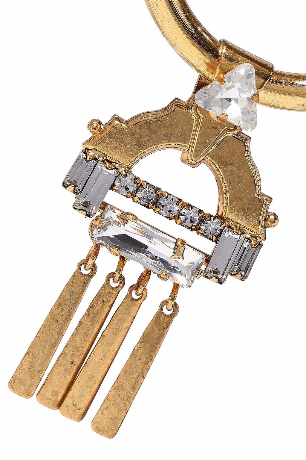 ELIZABETH COLE Kimona burnished 24-karat gold-plated crystal hoop earrings