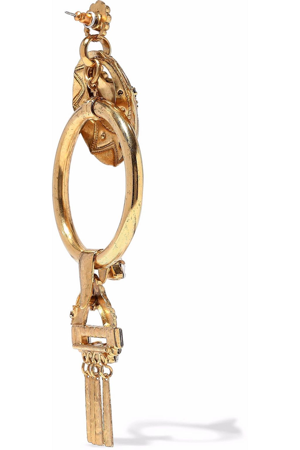 ELIZABETH COLE Kimona burnished 24-karat gold-plated crystal hoop earrings