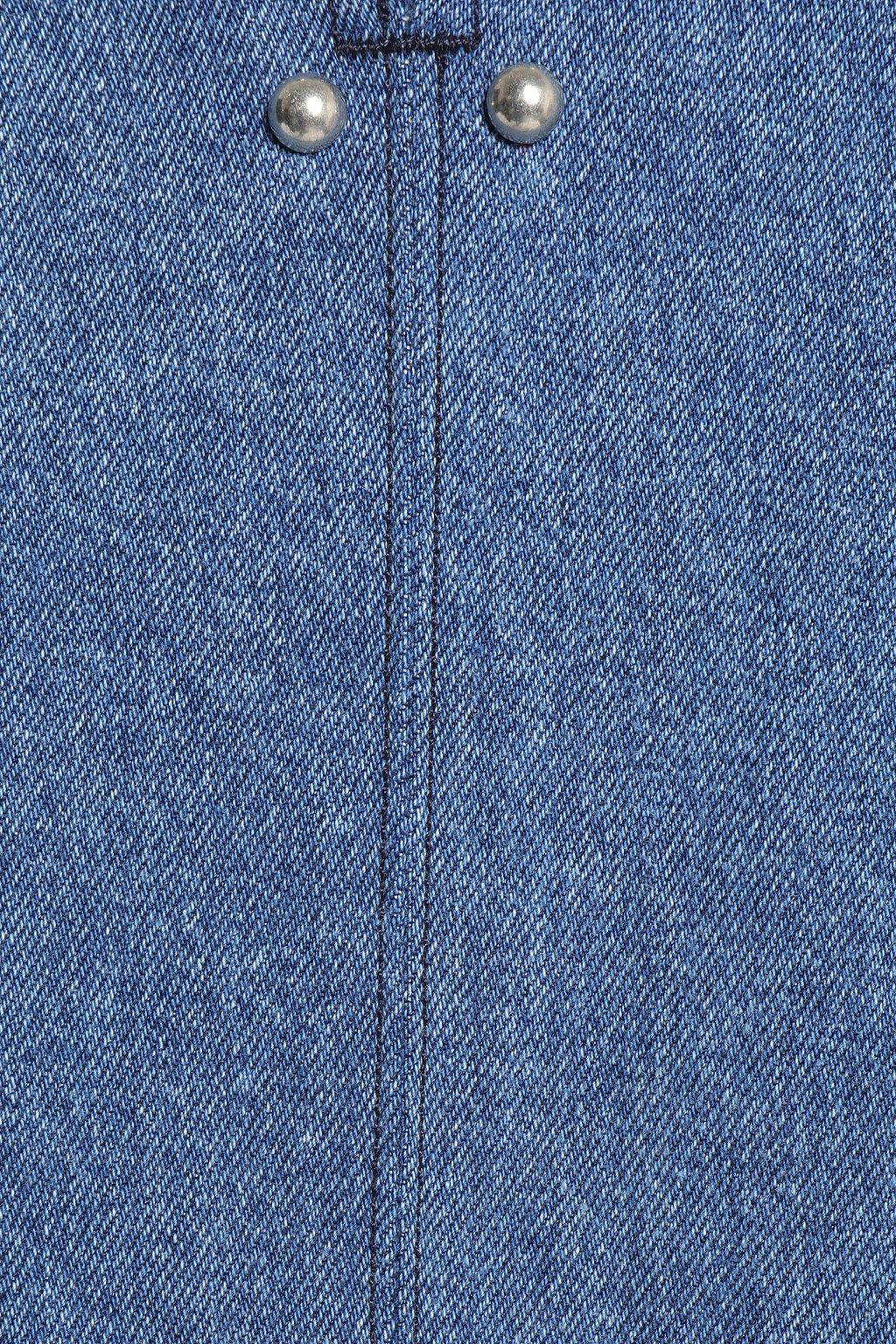 M.I.H JEANS Izzo Rosier studded paneled denim and suede mini dress