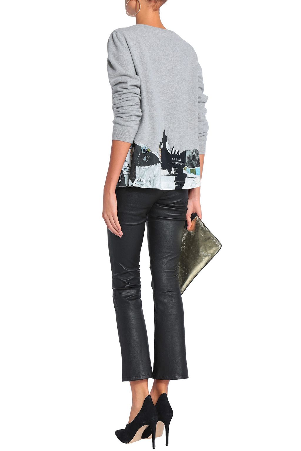 MOSCHINO Appliquéd mélange stretch-knit sweater