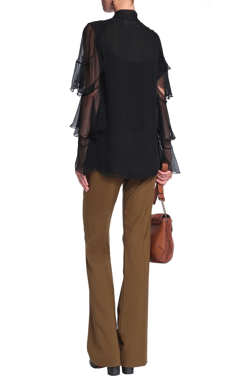 CHLOÉ Pussy-bow cutout silk-gauze blouse
