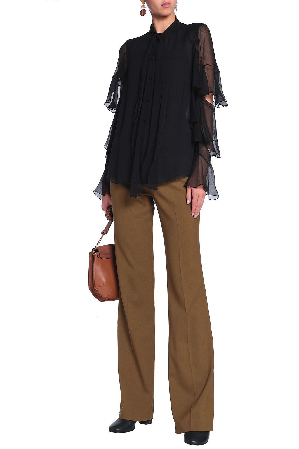 CHLOÉ Pussy-bow cutout silk-gauze blouse