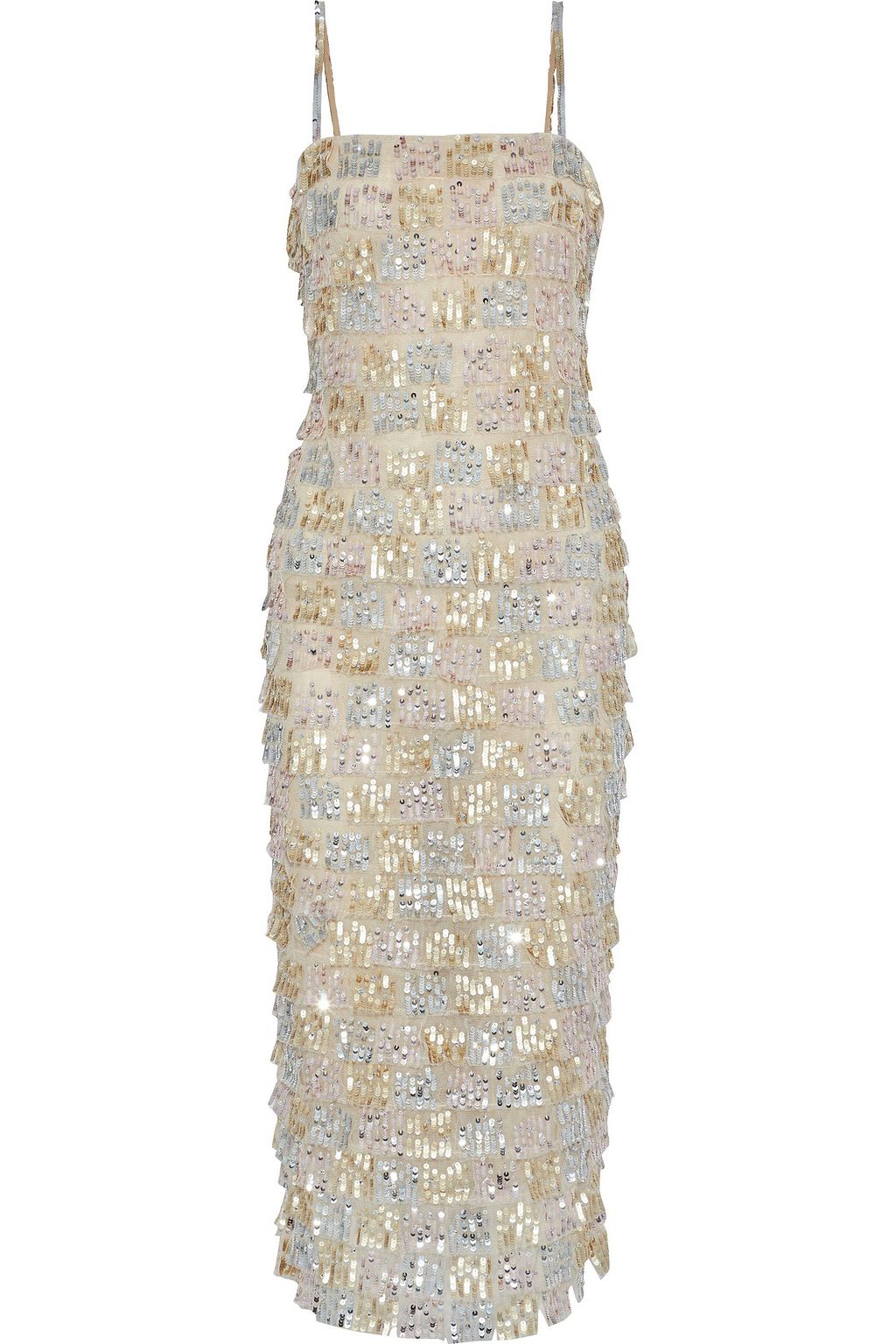 tiered sequin midi dress