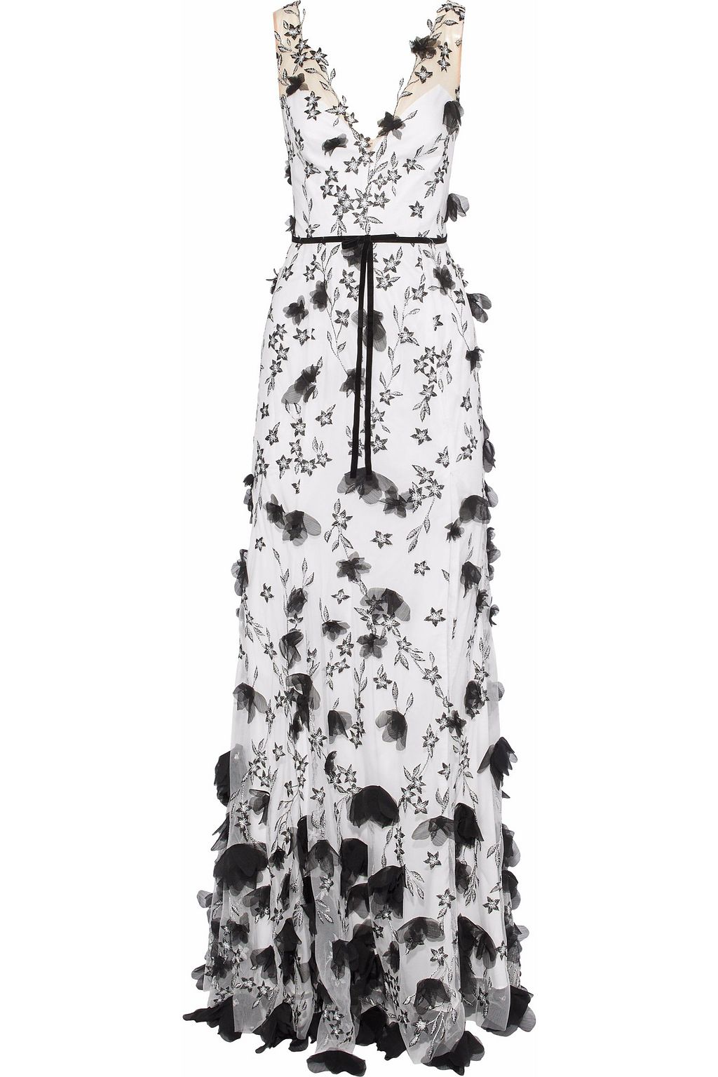 marchesa notte black and white gown