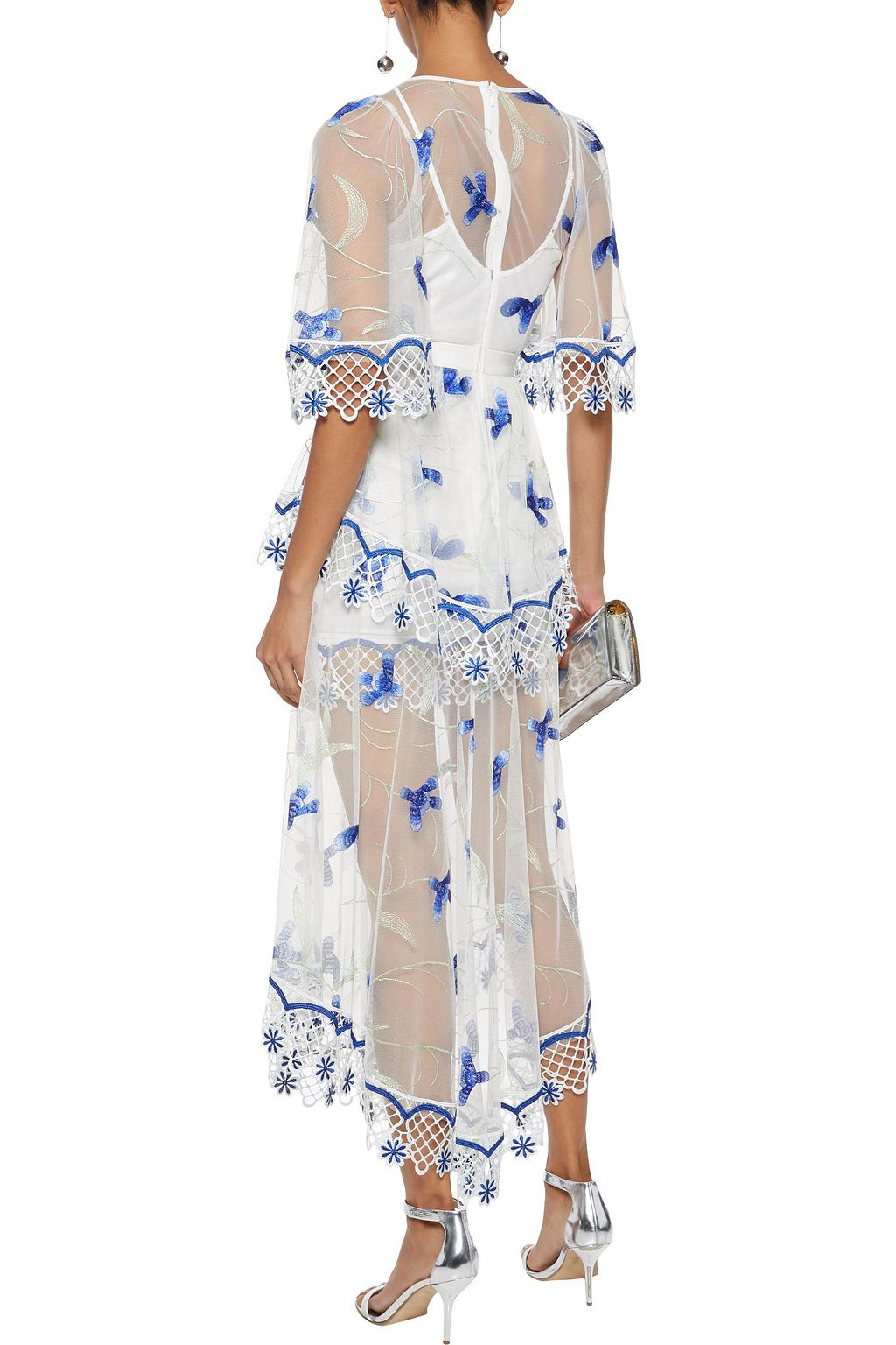 ALICE McCALL Marigold guipure lace-trimmed embroidered tulle maxi dress