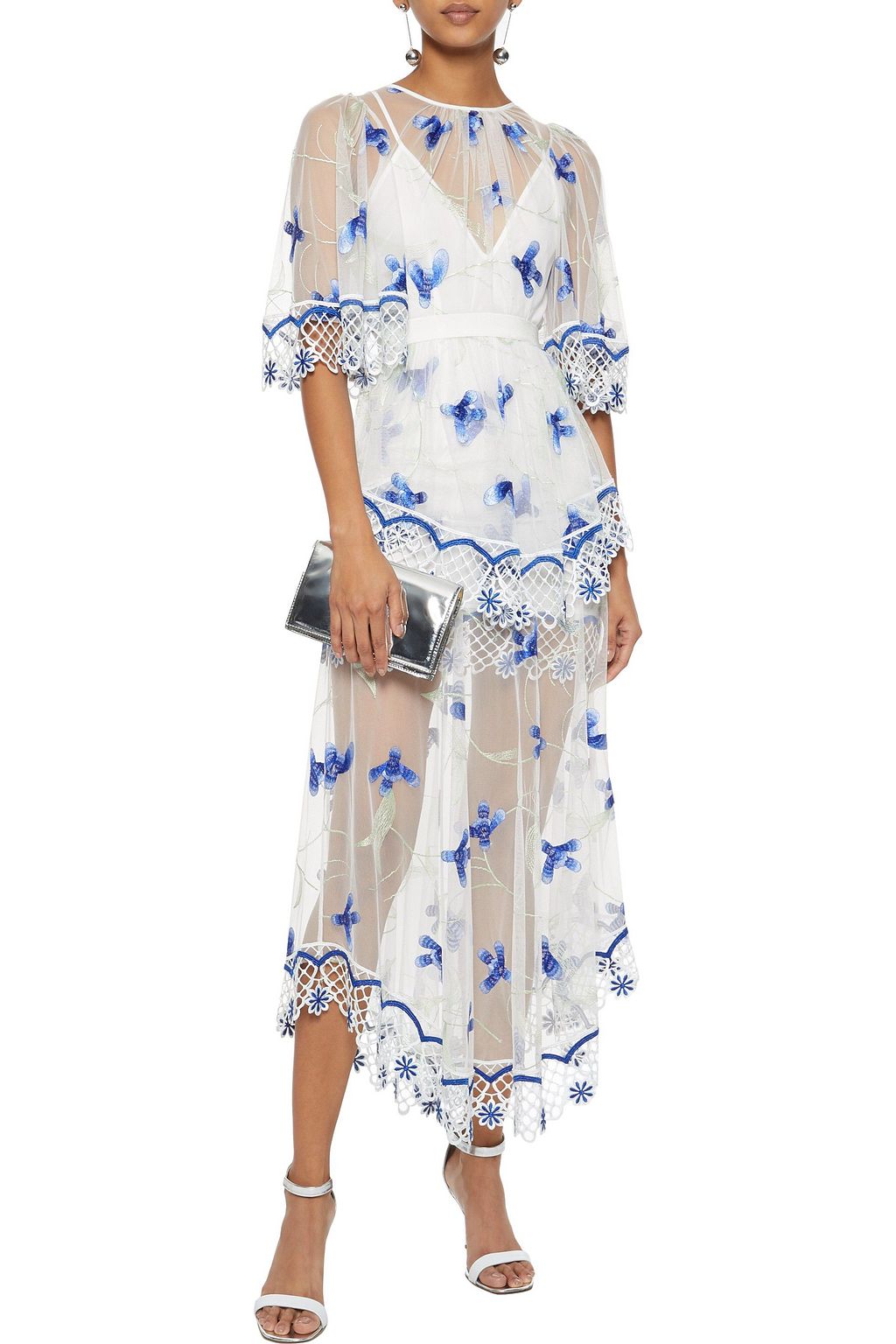 ALICE McCALL Marigold guipure lace-trimmed embroidered tulle maxi dress