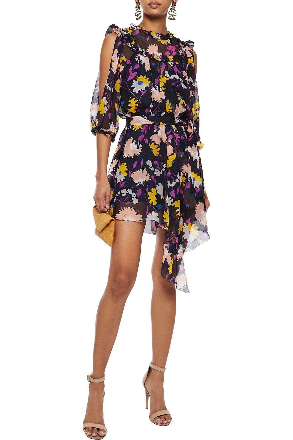 ALICE McCALL Get In Line cold-shoulder floral-print georgette mini dress