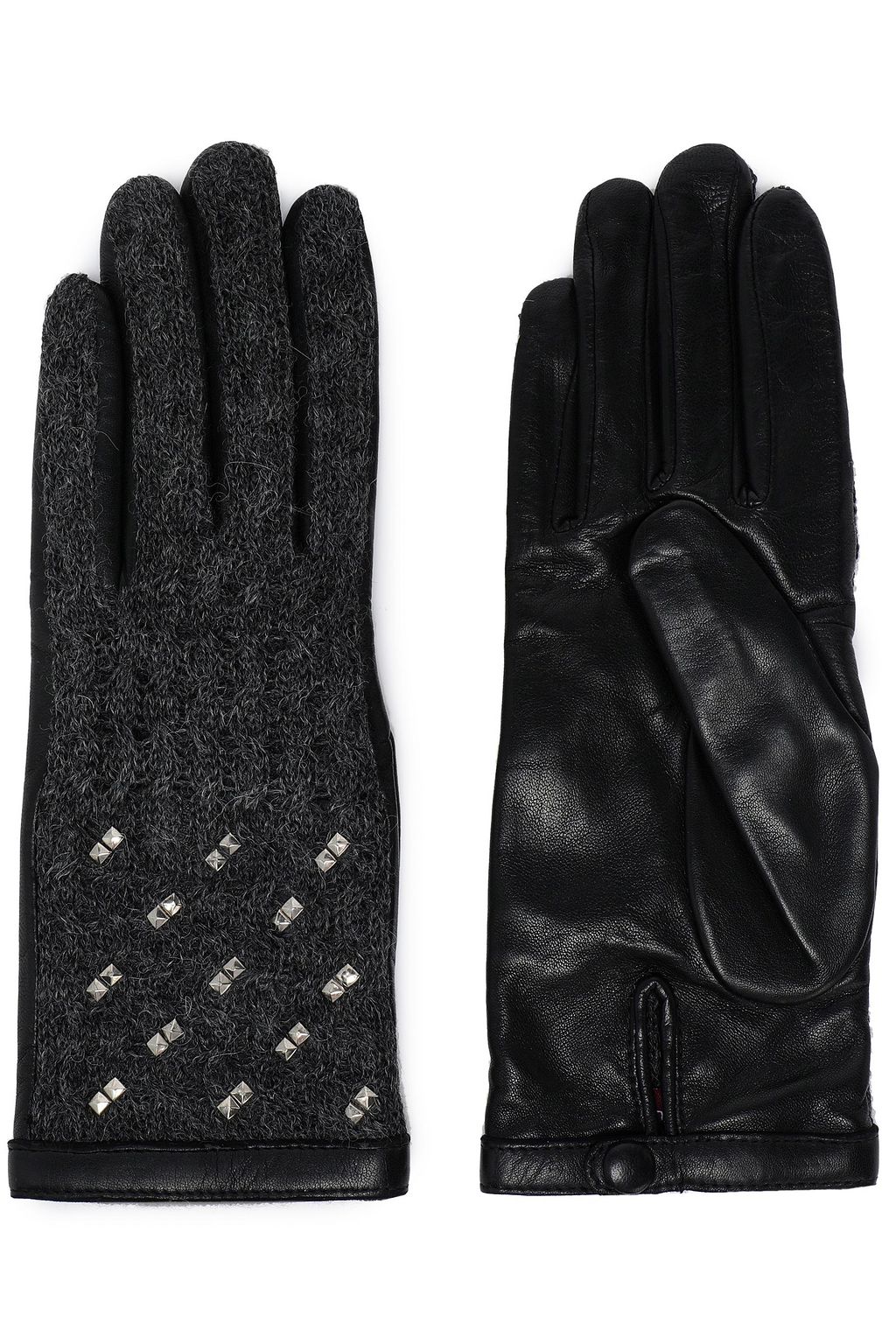 dark grey leather gloves
